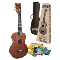   MJ2TBRK Mahalo Java Series concert ukulele pack, transparent brown, with essentials accessory pack