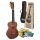 MJ2TBRK Mahalo Java Series concert ukulele pack, transparent brown, with essentials accessory pack