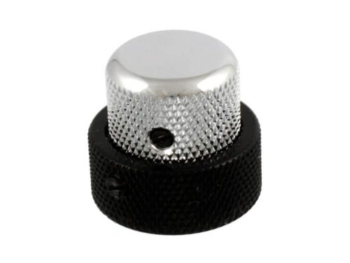 MK3338000 Allparts  concentric stacked knob, vintage style with set screws, chrome top, black bottom, fits USA pots