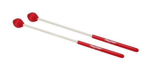 MM-16 Hayman  marimba mallets, 350 mm. white fiber handle, pair, 29 mm. soft head, red