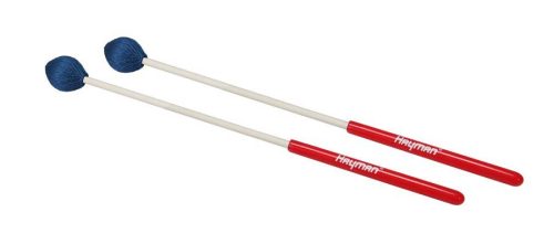 MM-18 Hayman  marimba mallets, 350 mm. white fiber handle, pair, 29 mm. hard head, blue