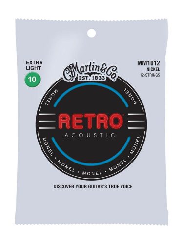 MM1012 Martin Retro Acoustic string set 12-string monel wound, extra light 010-010 013-013 023-010 029-012 038-018 047-027