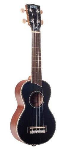 MP1BK Mahalo Pearl Series solid top soprano ukulele, black, with bag