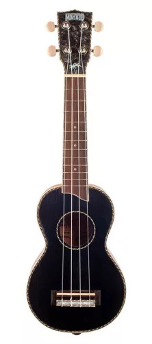 MP1BK Mahalo Pearl Series solid top soprano ukulele, black, with bag