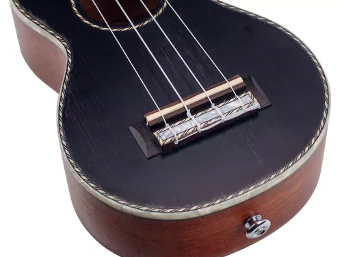 MP1BK Mahalo Pearl Series solid top soprano ukulele, black, with bag