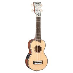   MP1E Mahalo Pearl Series solid top soprano ukulele, with MEQ2 9v preamp, natural, with bag