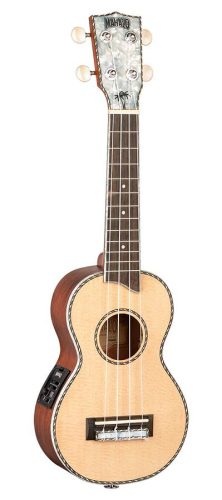 MP1E Mahalo Pearl Series solid top soprano ukulele, with MEQ2 9v preamp, natural, with bag