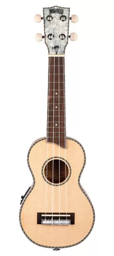 MP1E Mahalo Pearl Series solid top soprano ukulele, with MEQ2 9v preamp, natural, with bag