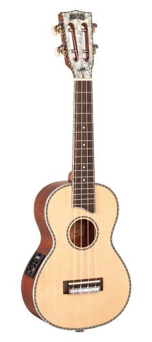 MP2E Mahalo Pearl Series solid top concert ukulele, with MEQ2 9v preamp, natural, with bag