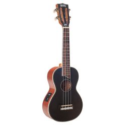   MP2EBK Mahalo Pearl Series solid top concert ukulele, with MEQ2 9v preamp, black, with bag