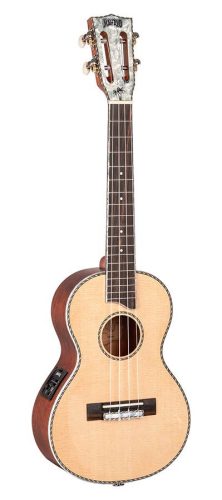 MP3E Mahalo Pearl Series solid top tenor ukulele, with MEQ2 9v preamp, natural, with bag