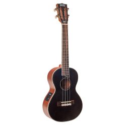   MP3EBK Mahalo Pearl Series solid top tenor ukulele, with MEQ2 9v preamp, black, with bag