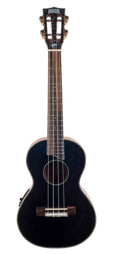 MP3EBK Mahalo Pearl Series solid top tenor ukulele, with MEQ2 9v preamp, black, with bag