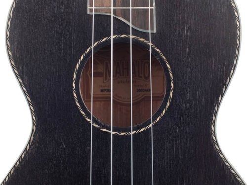 MP3EBK Mahalo Pearl Series solid top tenor ukulele, with MEQ2 9v preamp, black, with bag