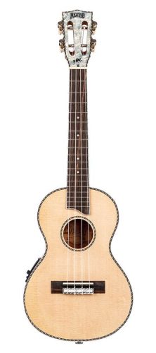MP3E Mahalo Pearl Series solid top tenor ukulele, with MEQ2 9v preamp, natural, with bag