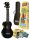 MR1BKK Mahalo Rainbow Series soprano ukulele pack, black, with essentials accessory pack