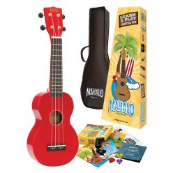   MR1RDK Mahalo Rainbow Series soprano ukulele pack, red, with essentials accessory pack