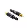 MRCA-25-BK Boston  RCA plug, male, metal black, 2 pcs, spring 6,2 mm, gold contacts, black ring
