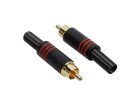 MRCA-25-RD Boston  RCA plug, male, metal black, 2 pcs, spring 6,2 mm, gold contacts, red ring