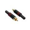 MRCA-25-RD Boston  RCA plug, male, metal black, 2 pcs, spring 6,2 mm, gold contacts, red ring