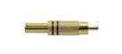 MRCA-30-BK Boston  RCA plug, male, metal gold lacker, spring 6,2 mm, gold contacts, 2 pcs black ring