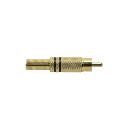   MRCA-30-BK Boston  RCA plug, male, metal gold lacker, spring 6,2 mm, gold contacts, 2 pcs black ring