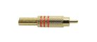 MRCA-30-RD Boston  RCA plug, male, metal gold lacker, spring 6,2 mm, gold contacts, 2 pcs red ring