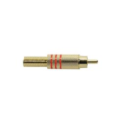   MRCA-30-RD Boston  RCA plug, male, metal gold lacker, spring 6,2 mm, gold contacts, 2 pcs red ring