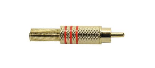 MRCA-30-RD Boston  RCA plug, male, metal gold lacker, spring 6,2 mm, gold contacts, 2 pcs red ring