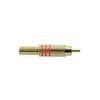 MRCA-30-RD Boston  RCA plug, male, metal gold lacker, spring 6,2 mm, gold contacts, 2 pcs red ring