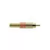 MRCA-30-RD Boston  RCA plug, male, metal gold lacker, spring 6,2 mm, gold contacts, 2 pcs red ring