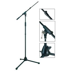   MS-1425-BK Boston Stage Pro Series microphone stand, telesc.boom, black, max height 165cm