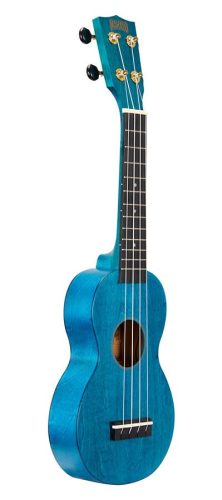 MS1TBU Mahalo Slimline Series soprano ukulele, transparent blue, with bag