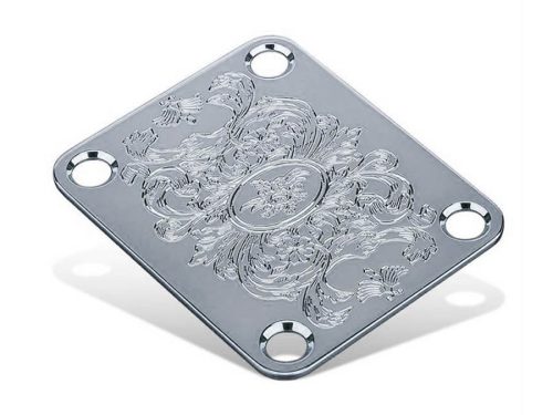 NBS-ART04C Gotoh Luxury Mode neck joint plate, engraved acanthus style motif, chrome