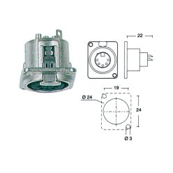   NC-5-FDL1 Neutrik  xlr chassis connector, female, 5-pole, d housing