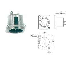   NC-5-MDL1 Neutrik  xlr chassis connector, male, 5-pole, d housing
