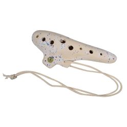   Schwarz OC-18-CG Okarina – fehér-kék kerámia, C hangnem, 18 cm, táskával, gazdag hang