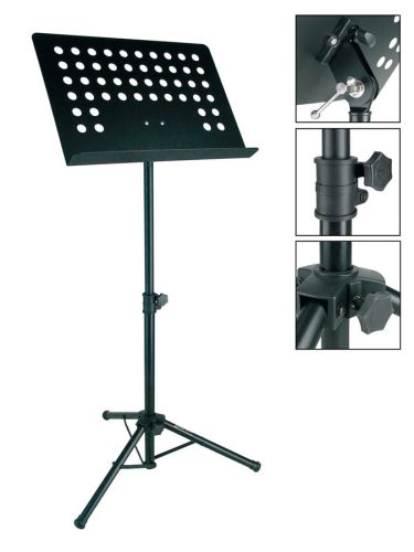 OMS-302 Boston  metal music stand, black, perforated desk, desk size 48x35cm