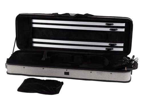 OVC40GRBK Leonardo Elementary series violin case 4/4, oblong, foam moulded, 2 straps, light grey, black interior