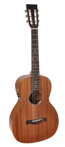 P-50-E Richwood Master Series handmade parlor guitar, solid mahogany & mahogany, satin finish, Fishman Isys+