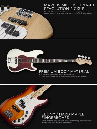P7+ A4/BK Sire Basses P7 2nd Gen Series Marcus Miller alder 4-string active bass guitar black