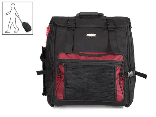 PAB-1648 CNB  accordion trolley bag, black and red, with wheels, accessory pockets, 48 basses, 40h x 36b x 22d