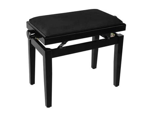 PB1/1020 Boston  piano bench with adjustable seat (55,5x32,5x48-56cm), glossy black with black velvet seat