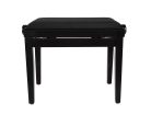 PB1/1020 Boston  piano bench with adjustable seat (55,5x32,5x48-56cm), glossy black with black velvet seat