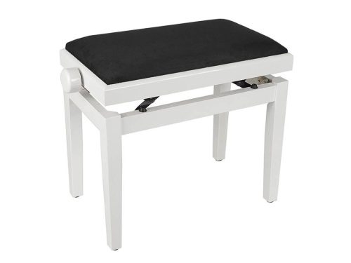 PB1/3020 Boston  piano bench with adjustable seat (55,5x32,5x48-56cm), glossy white with black velvet seat