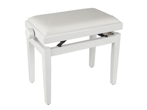 PB1/3040 Boston  piano bench with adjustable seat (55,5x32,5x48-56cm), glossy white with white velvet seat