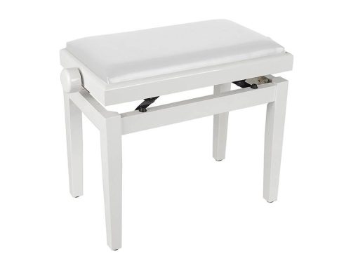 PB1/3045 Boston  piano bench with adjustable seat (55,5x32,5x48-56cm), glossy white with white vinyl seat