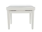 PB1/3045 Boston  piano bench with adjustable seat (55,5x32,5x48-56cm), glossy white with white vinyl seat