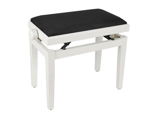 PB1/3520 Boston  piano bench with adjustable seat (55,5x32,5x48-56cm), satin white with black velvet seat