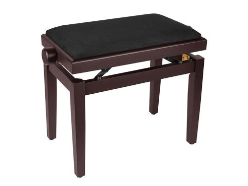 PB1/7520 Boston  piano bench with adjustable seat (55,5x32,5x48-56cm), satin dark walnut with black velvet seat